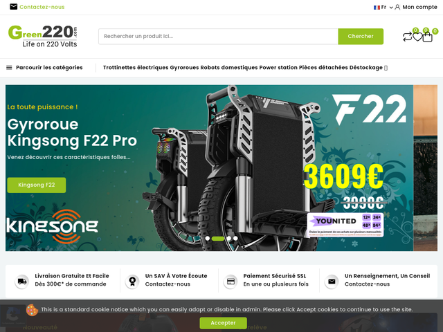 Green220, spécialiste trottinettes et gyroroues