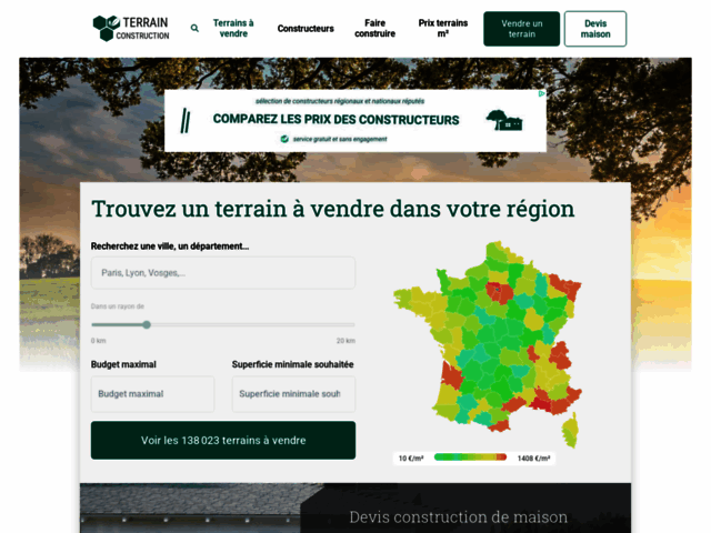 Plateforme de terrains constructibles et projets immobiliers