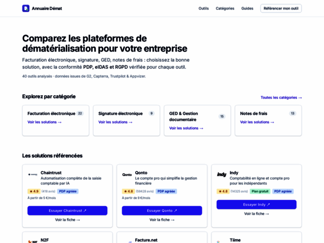 Annuaire Démat, comparateur des logiciels de dématérialisation