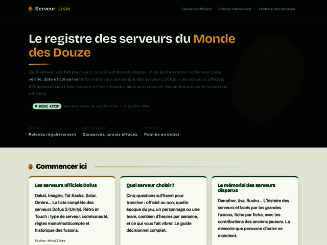 L’observatoire des serveurs Dofus
