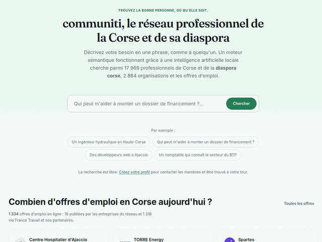Communiti, réseau professionnel et offres d’emploi