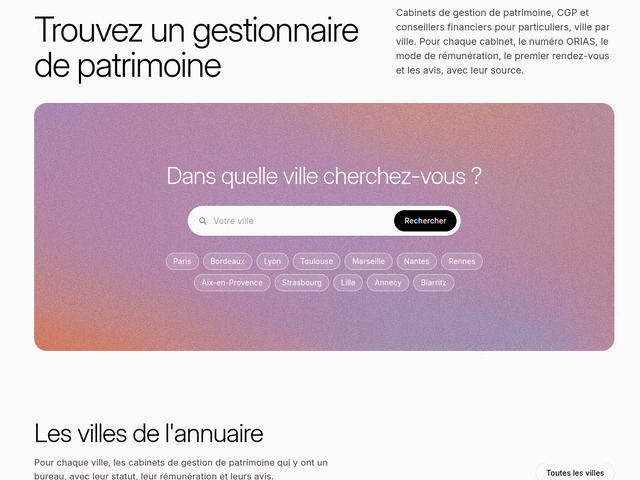 Annuaire des cabinets de gestion de patrimoine
